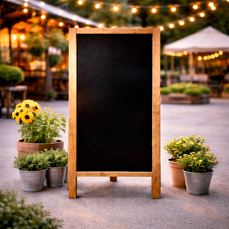 ChatGPT Image 19 feb 2026, 12_24_06 Pizarra Simple para Eventos – Una Cara | Plumón Tiza Líquida