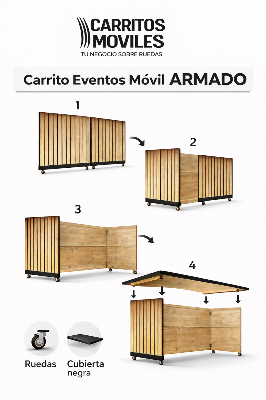 Carrito Móvil para Eventos Modelo Charcutería