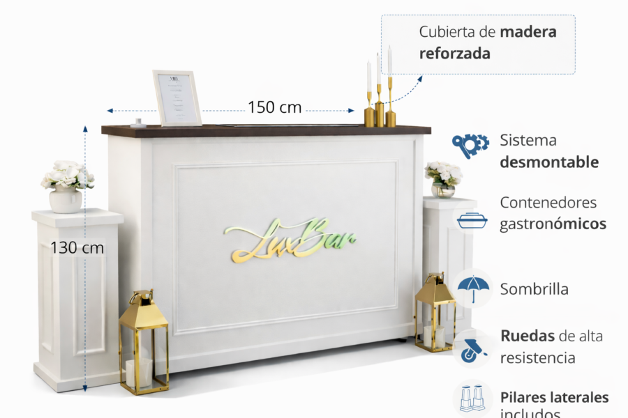 Barra Móvil Premium Lux Bar para Eventos y Matrimonios