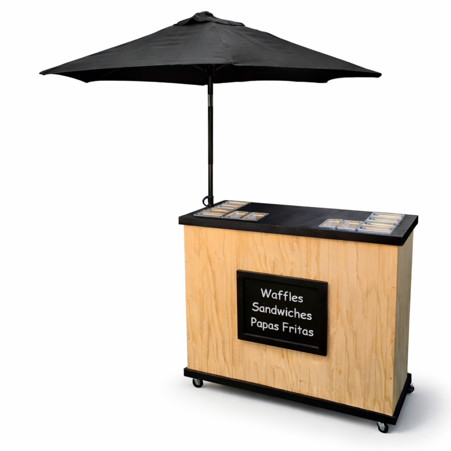 Carro gastronómico desmontable para waffles y street food
