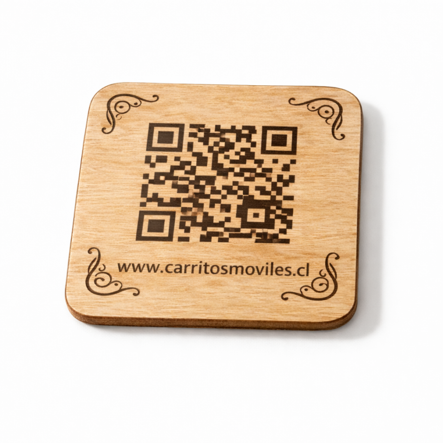 Posavasos de Madera Personalizados con Grabado Láser |10 unidades | Logo o QR