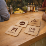 Posavasos de Madera Personalizados con Grabado Láser |10 unidades | Logo o QR