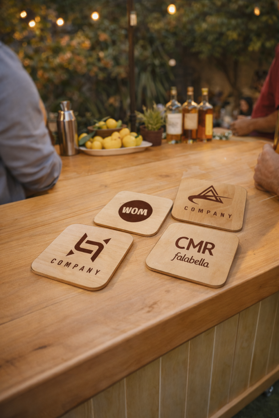 Posavasos de Madera Personalizados con Grabado Láser |10 unidades | Logo o QR