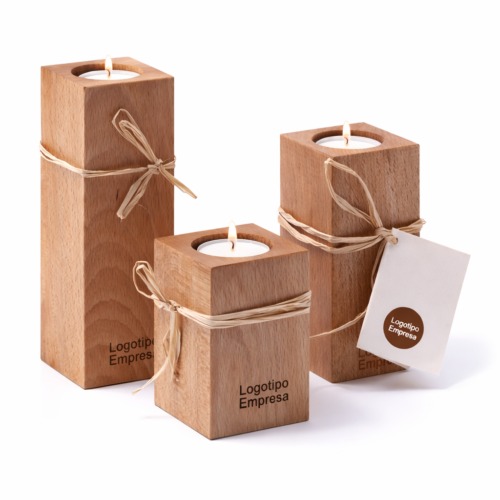 Pack Portavelas Rústicas de Madera con Grabado Láser | 3 Tamaños